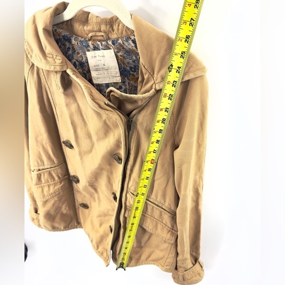 Free People Womens Big Ben Tipped Canvas Car Coat Size S Tan Jacket Peacoat Boho - Picture 11 of 12